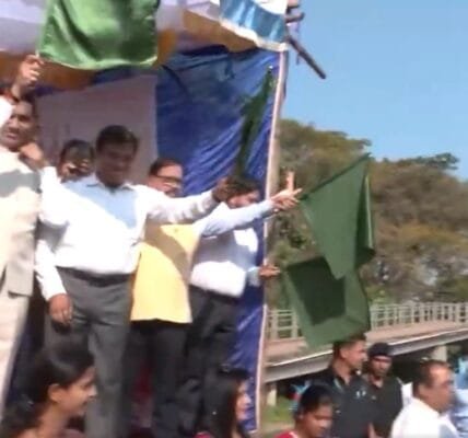 Goa Chief Minister Paramod Sawant flagged off the train for Maha Kumbh, Prayagraj from Karmali Railway Station