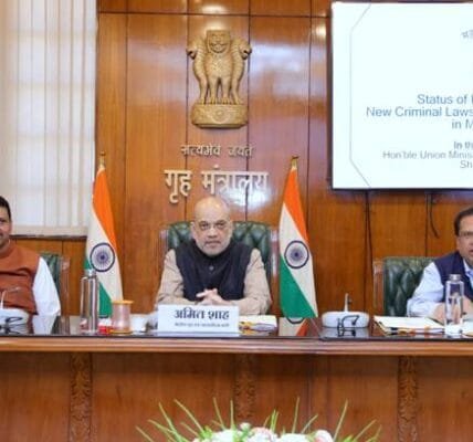 Home Minister Amit Shah chaired a review meeting on the implementation of three new criminal laws in the state in the presence of Maharashtra CM