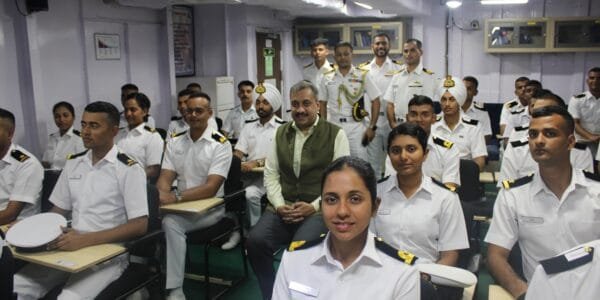 Indian Navy's first training squadron arrives at Changi Naval Base in Singapore