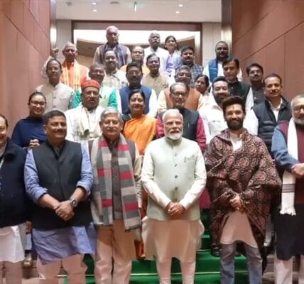 NDA MPs from Bihar met PM Narendra Modi in Parliament House today