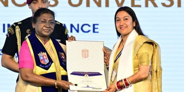 President Draupadi Murmu addressed the convocation of the National Forensic Sciences University in Gandhinagar today