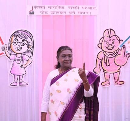 President Draupadi Murmu casts her vote in Delhi Assembly elections