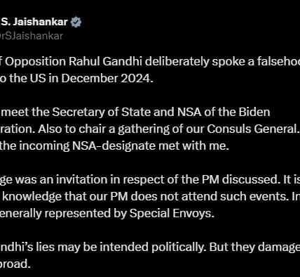 Rahul Gandhi's lies tarnish the country's image abroad Dr. S. Jaishankar