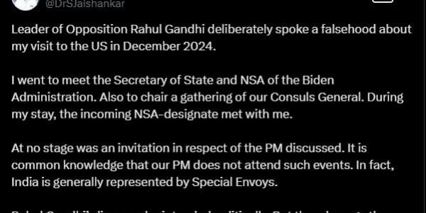 Rahul Gandhi's lies tarnish the country's image abroad Dr. S. Jaishankar