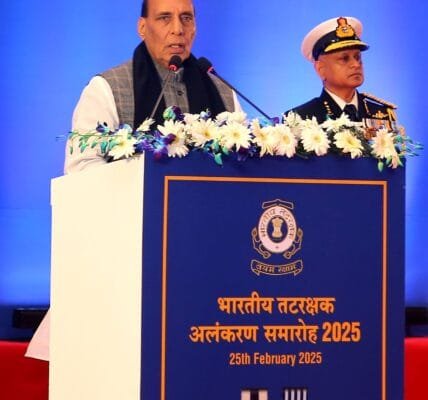 Raksha Mantri presents 32 Gallantry, Distinguished Service and Meritorious Service Medals to ICG personnel