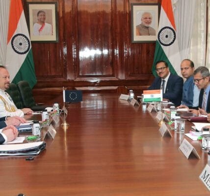 Raksha Rajya Mantri meets European Commission's Commissioner for Defence and Space in New Delhi