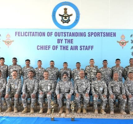 Air Chief Marshal AP Singh, Chief of the Air Staff felicitated outstanding sportspersons of the Indian Air Force at Air Force Station, New Delhi