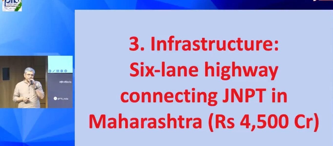 Cabinet approves construction of 6-lane access controlled Greenfield Highway on BOT (toll) mode from JNPA Port (Pagote) to Chowk (29.219 km) in Maharashtra