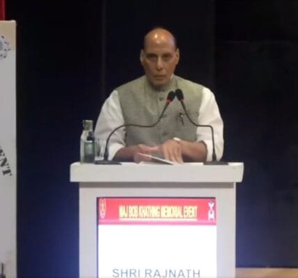 Defence Minister Rajnath Singh addresses 5th edition of Major Bob Khathing Memorial event at Delhi Cantt