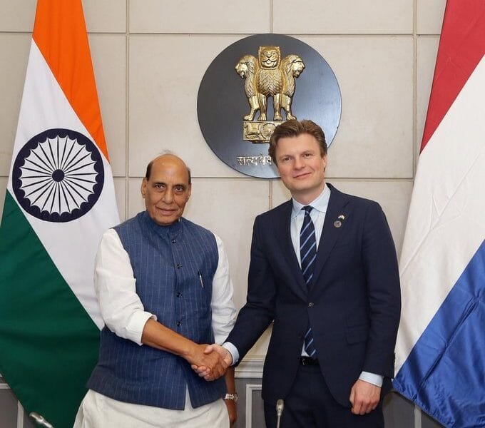 Defence Minister Rajnath Singh held a meeting with Defence Minister of Netherlands Ruben Brekelmans in New Delhi