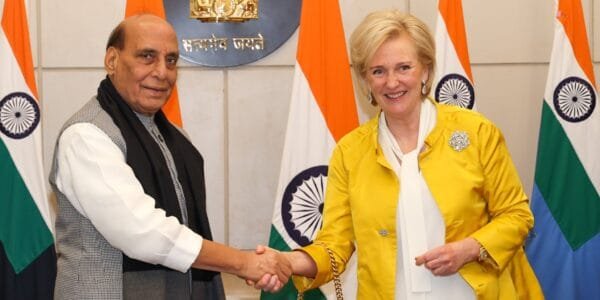 Defence Minister Rajnath Singh meets Belgian Defence Minister Theo Francken in New Delhi