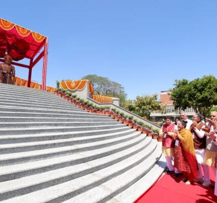 Home Minister Amit Shah today unveiled the grand statue of Maharaja Agrasen in Hisar, inaugurated the newly constructed ICU and laid the foundation stone of the PG hostel