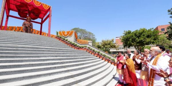 Home Minister Amit Shah today unveiled the grand statue of Maharaja Agrasen in Hisar, inaugurated the newly constructed ICU and laid the foundation stone of the PG hostel