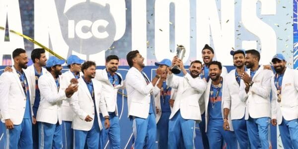 India defeated New Zealand by 4 wickets to win the ICC Champions Trophy for the third time