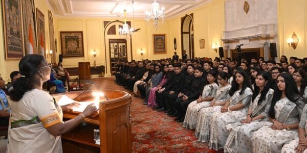 Indian Revenue Service trainee officers meet President Draupadi Murmu