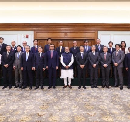 PM Narendra Modi meets a high-level delegation from Japan