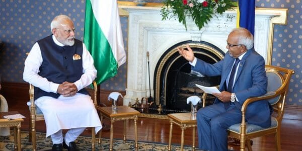 PM Narendra Modi met President of Mauritius Dharambir Gokhool at State House today