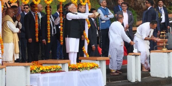 PM Narendra Modi visited the sacred Ganga Talao in Mauritius today