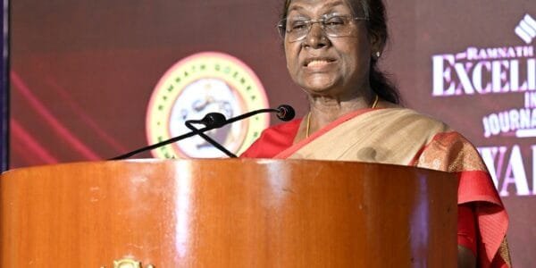 President Draupadi Murmu presented the 19th Ramnath Goenka Outstanding Journalism Awards at a function held in New Delhi today