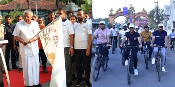 Union Minister Dr. Mansukh Mandaviya and Kerala CM Pinarayi Vijayan led the Fit India Sunday on Cycle event
