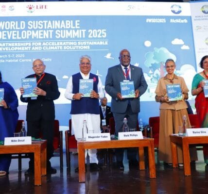 Union Minister for Environment, Forest and Climate Change Bhupender Yadav addresses the opening session of the World Sustainable Development Summit, 2025