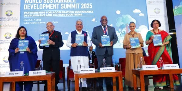 Union Minister for Environment, Forest and Climate Change Bhupender Yadav addresses the opening session of the World Sustainable Development Summit, 2025