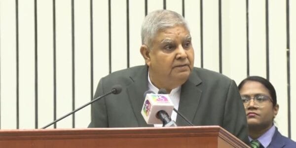 Vice President Jagdeep Dhankhar addresses the closing session of the National Conference on Environment-2025