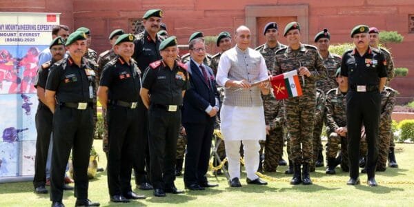 Defence Minister Rajnath Singh flagged off expeditions to Mount Everest and Mount Kanchenjunga
