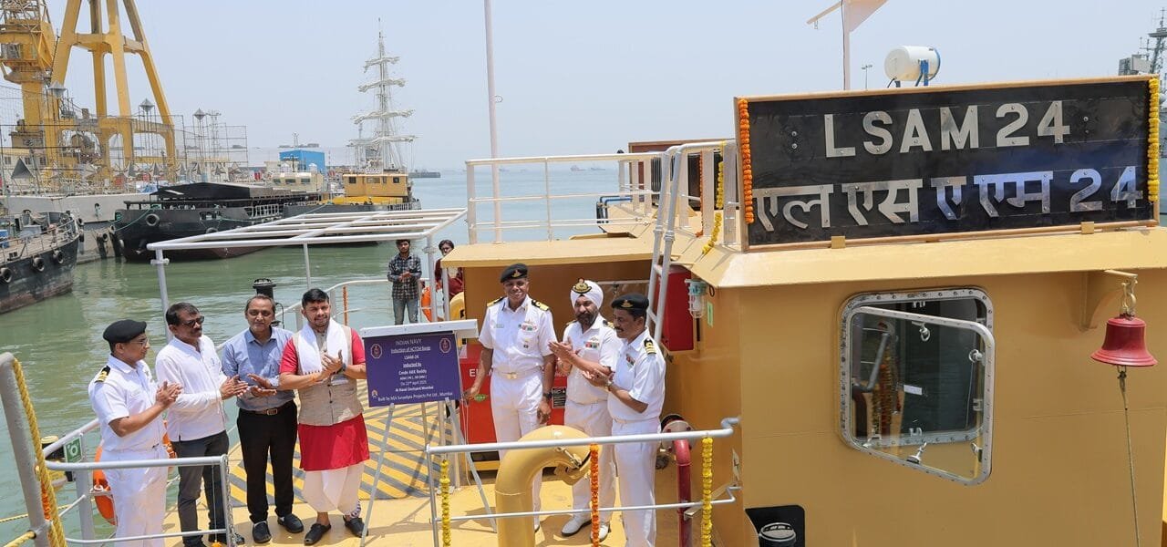 Delivery of 10th Ammunition cum Torpedo cum Missile Barge, L.S.A.M. 24 (Yard 134)