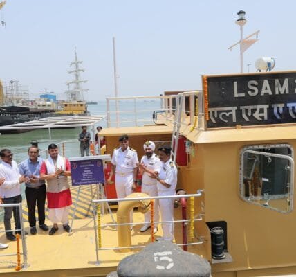 Delivery of 10th Ammunition cum Torpedo cum Missile Barge, L.S.A.M. 24 (Yard 134)