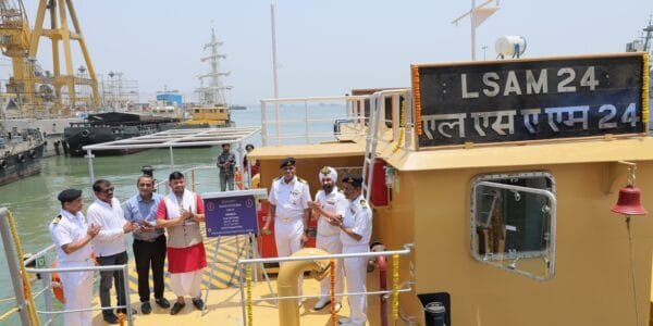 Delivery of 10th Ammunition cum Torpedo cum Missile Barge, L.S.A.M. 24 (Yard 134)