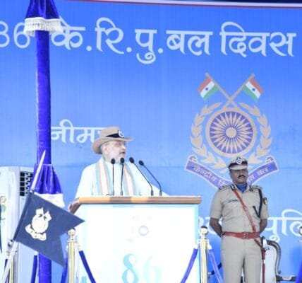 Home Minister Amit Shah attended the CRPF Day parade in Neemuch, Madhya Pradesh as the chief guest today
