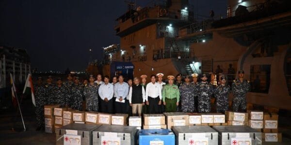 India handed over another consignment of 50 tonnes of relief material to Myanmar under Operation Brahma