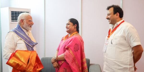 Olympic medalist and renowned athlete Karnam Malleswari met Prime Minister Modi in Yamunanagar yesterday