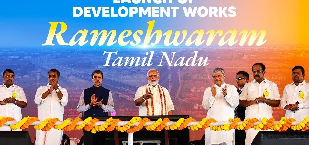 PM Modi lays foundation stone and inaugurates development works worth over Rs 8,300 crore in Rameswaram, Tamil Nadu