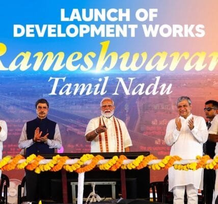 PM Modi lays foundation stone and inaugurates development works worth over Rs 8,300 crore in Rameswaram, Tamil Nadu