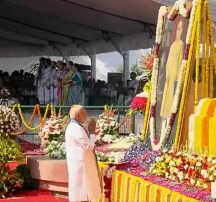 PM Modi pays tribute to Dr BR Ambedkar at Prerna Sthal in Parliament complex on Ambedkar Jayanti