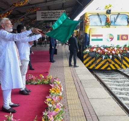PM Modi today attended the inauguration and launch ceremony of two Indian-assisted railway projects with the President of Sri Lanka