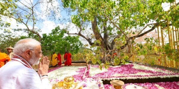 PM Modi visits sacred Jaya Sri Mahabodhi Temple in Sri Lanka and offers prayers to the revered Mahabodhi Tree