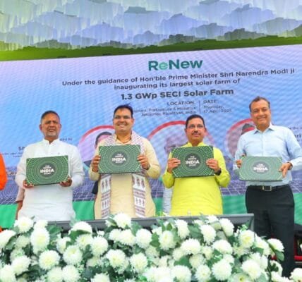 Union Minister for New and Renewable Energy Pralhad Joshi inaugurated a solar project with a peak power capacity of 1.3 GW at Pokhran in Jaisalmer