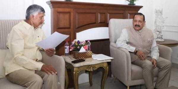 Andhra Pradesh CM N. Chandrababu Naidu meets Union Minister Dr. Jitendra Singh and seeks central assistance for Andhra Pradesh's science and innovation schemes