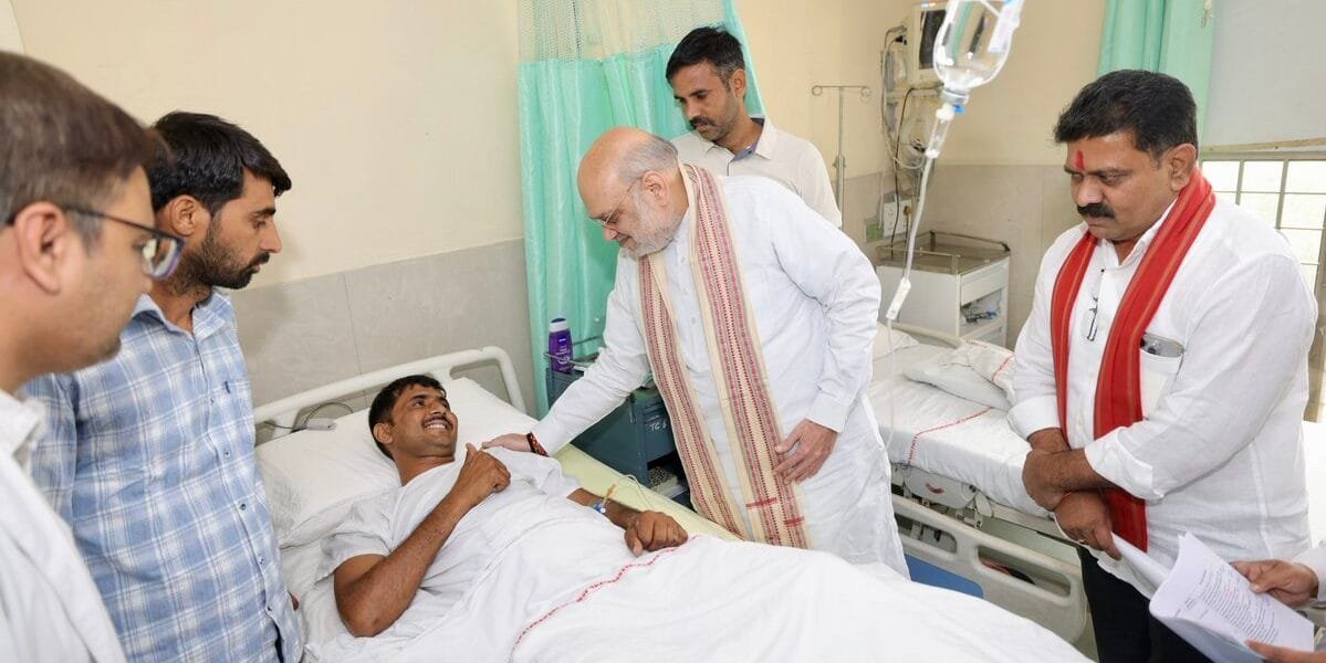 Home Minister Amit Shah met the security personnel injured during the anti-Naxal operation in Karegutta hills on the Chhattisgarh-Telangana border at AIIMS, Delhi