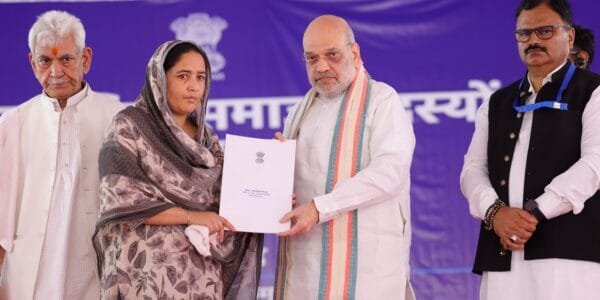 Home Minister Amit Shah today distributed appointment letters to the families of victims of cross-border attack in Poonch, Jammu and Kashmir