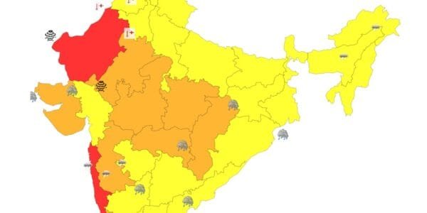 IMD issued red and orange alerts for heavy rains in South Konkan, coastal and ghat areas of Karnataka, Central Maharashtra and Goa