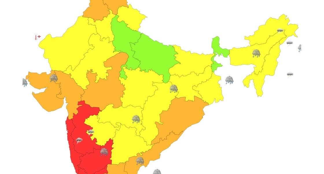 IMD predicted heavy rains on the west coast of India along with the coastal areas of Kerala, Karnataka and Maharashtra.
