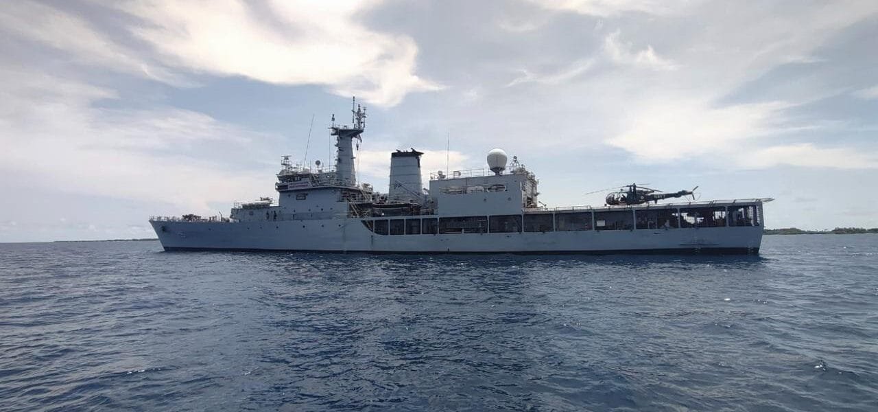 INS Sharda arrives at Maafilafushi, Maldives for HADR exercise