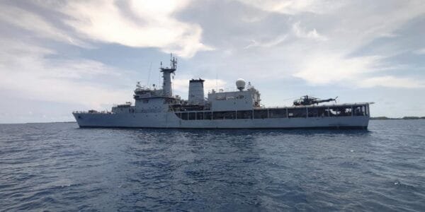 INS Sharda arrives at Maafilafushi, Maldives for HADR exercise