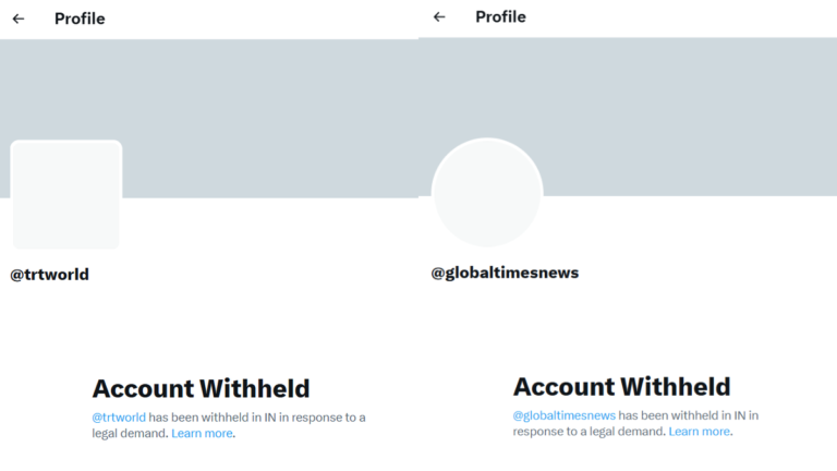 भारत ने ग्‍लोबल टाइम्‍स, शिन्‍हुआ न्‍यूज एजेंसी और टी.आर.टी. वर्ल्‍ड के एक्‍स अकांउट को देश में प्रतिबंधित किया