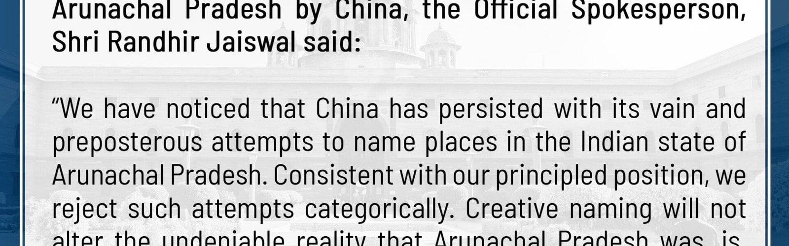 India rejects China's attempts to rename places in Arunachal Pradesh