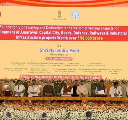 PM Modi lays foundation stone and inaugurates development works worth over Rs 58,000 crore in Amaravati